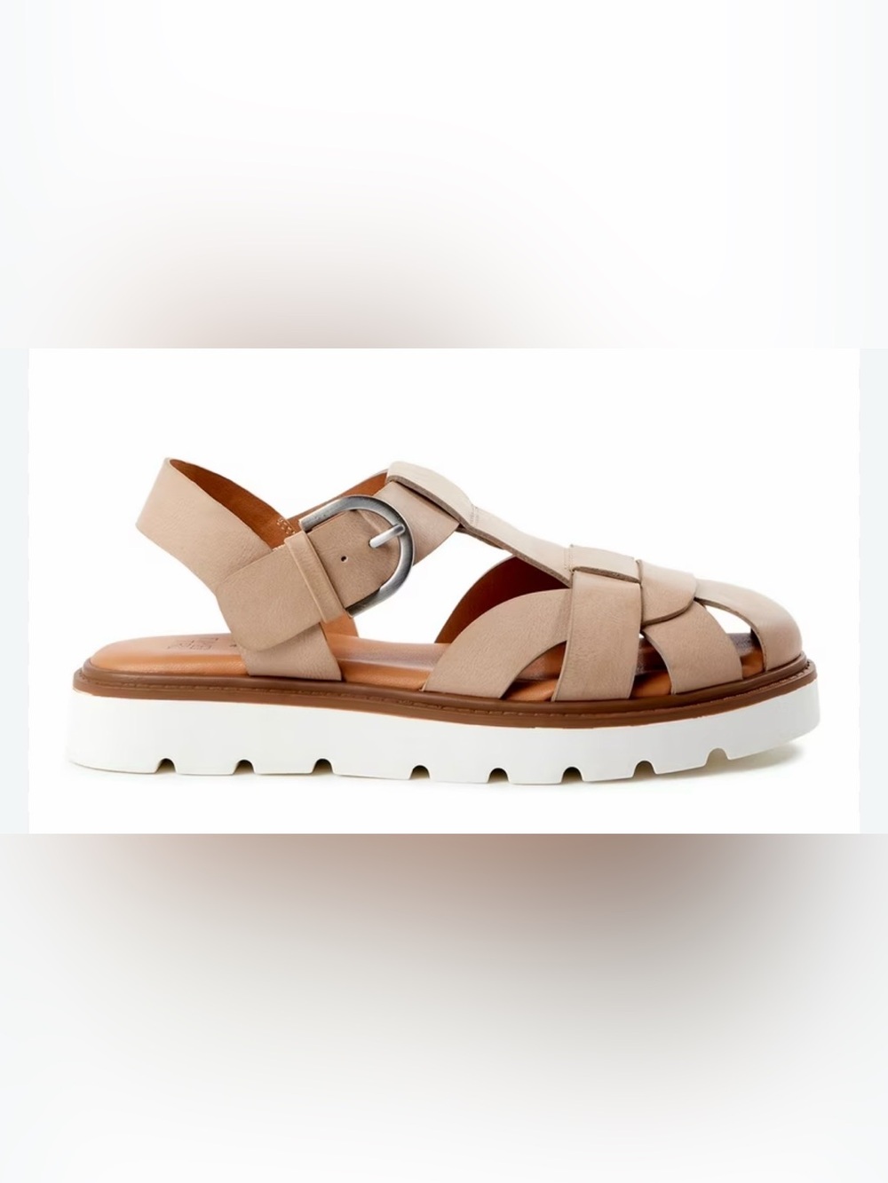 NWT Time and Tru Neutral Fisherman Sandals Leather Woven Strap in Tan SZ 6 - Picture 4 of 5